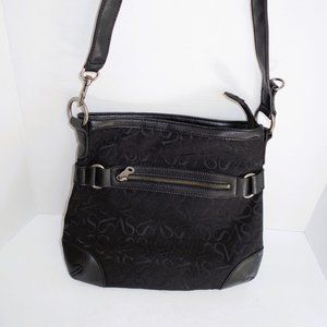 Vera Wang Black Patterned Cross-body Bag